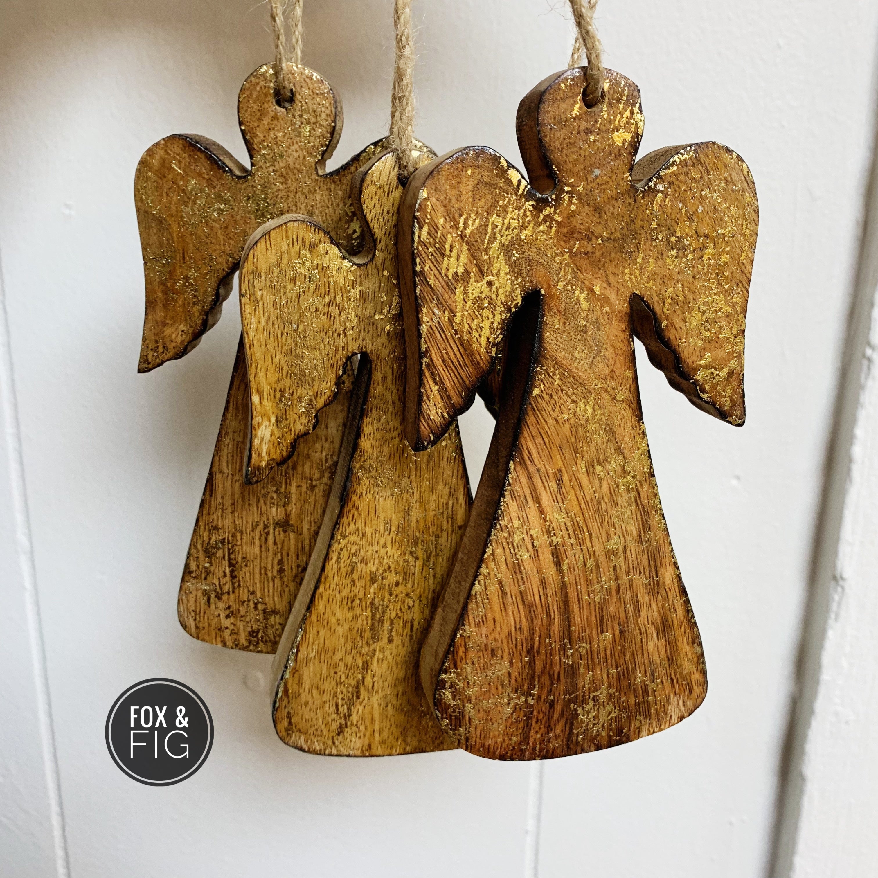 Gold Leafed Wooden Angel Ornament