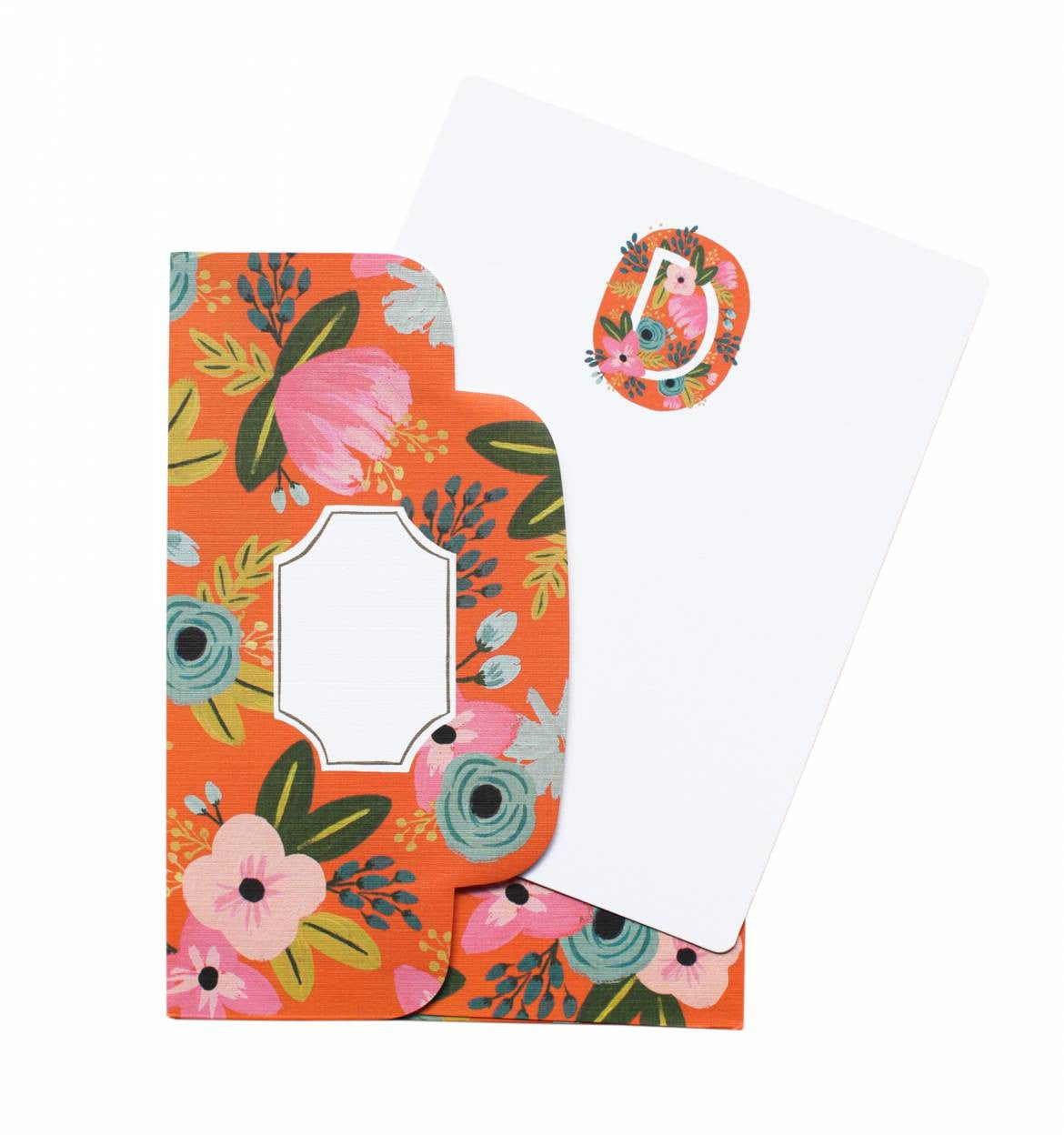 Boxed Set of 8 Floral Monogram Flat Cards