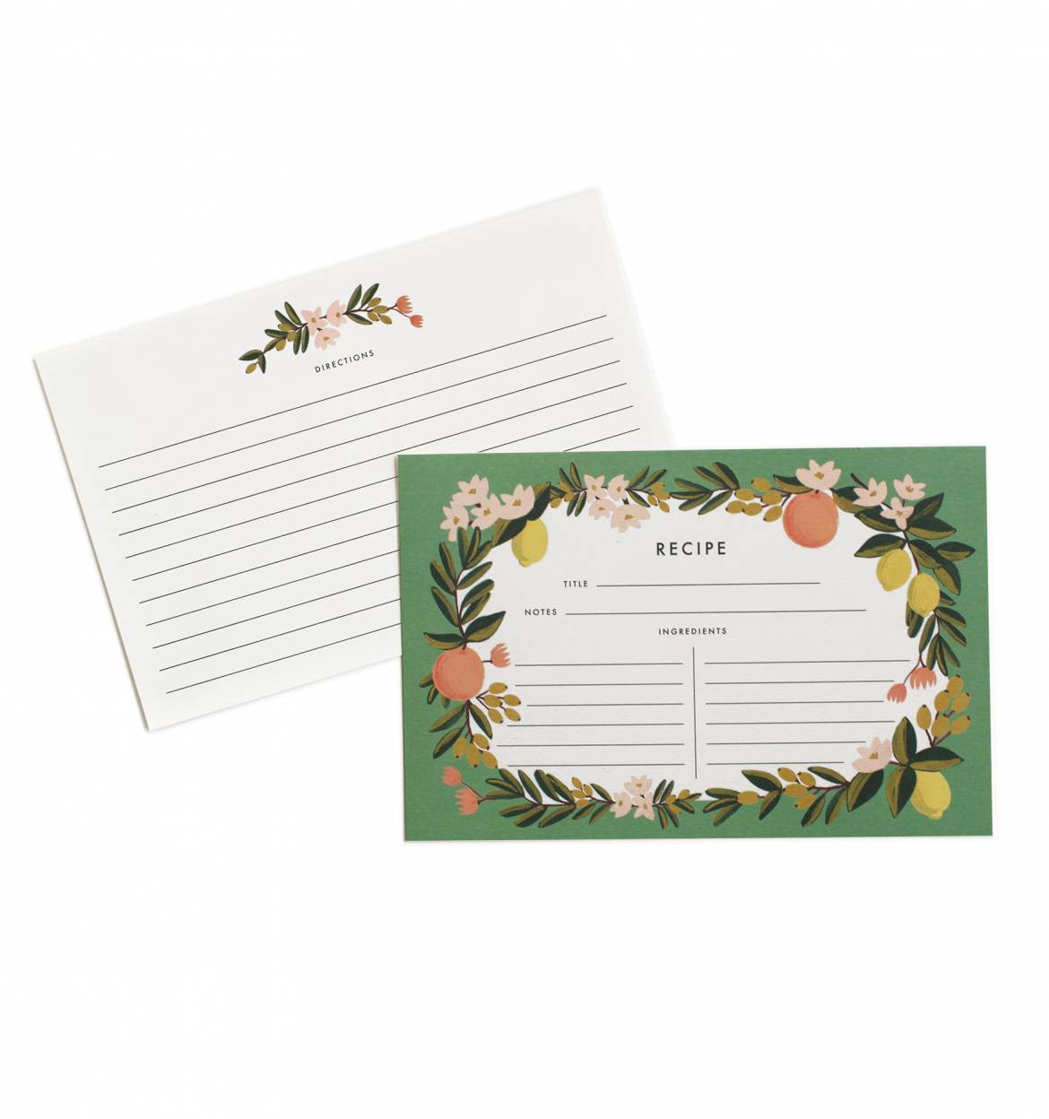 Citrus Floral Recipe Cards - Fox & Fig